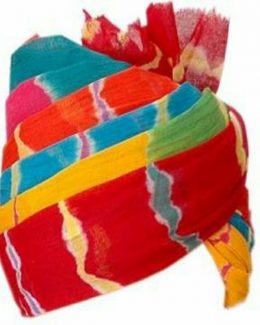 Jodhpuri Pachrangi Lehriya Safa (Multicolour, Free Size)