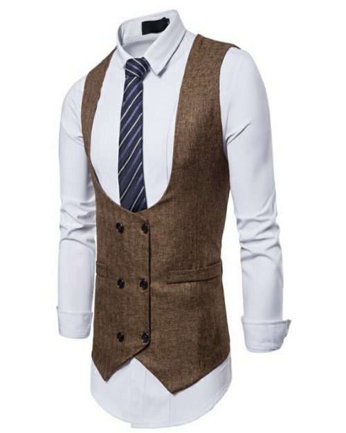 Men's Design U-Neck Slim Fit  Jacket+Shirt