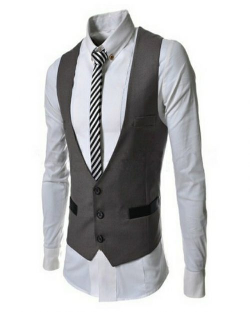 Men's Design U-Neck Slim Fit  Jacket+Shirt