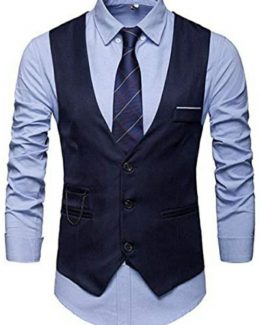 Men’s Design U-Neck Slim Fit Collar Jacket+Shirt