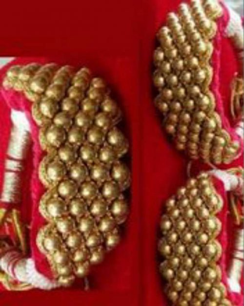 Origanl Gold Look Jadai Rajwadi  Bajubandh combo With Golden Loom - Image 5