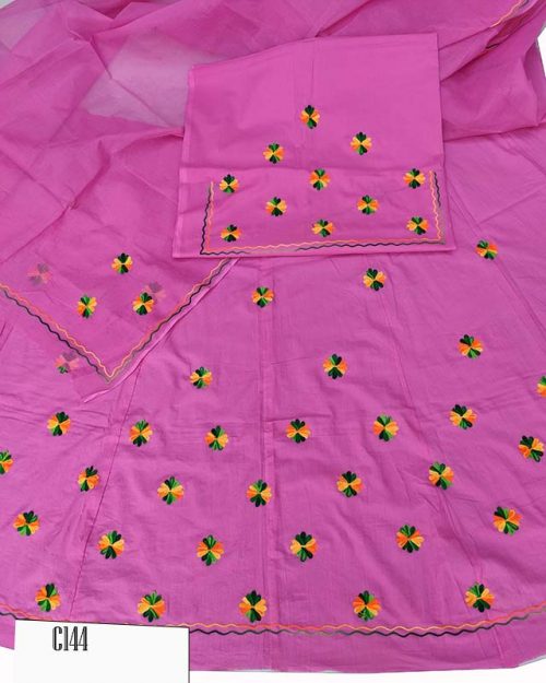 Cotton Suit Single  Colour  Odhana (Woolen Work) - Image 2