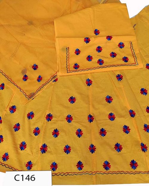 Cotton Suit Single  Colour  Odhana (Woolen Work) - Image 4