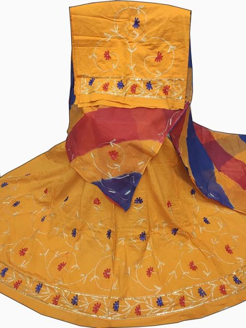 Cotton Suit Multi   Colour  Odhana ( Zari Jaal Work) - Image 6