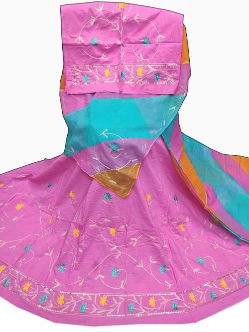 Cotton Suit Multi   Colour  Odhana ( Zari Jaal Work) - Image 5