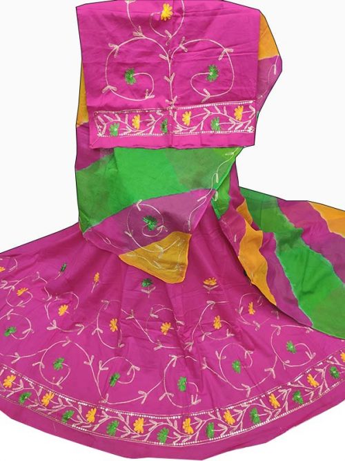 Cotton Suit Multi   Colour  Odhana ( Zari Jaal Work) - Image 4