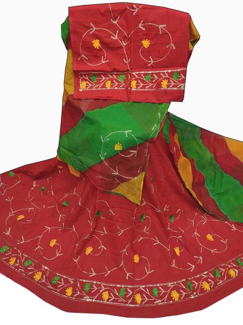 Cotton Suit Multi   Colour  Odhana ( Zari Jaal Work) - Image 2
