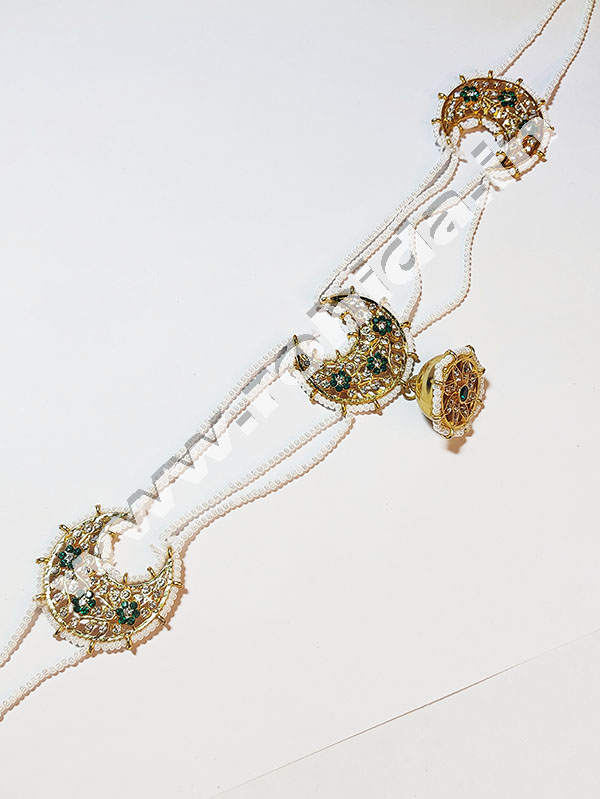 Mathapatti Sheeshful White Maang Tika and Kundan Work for Women - Image 2