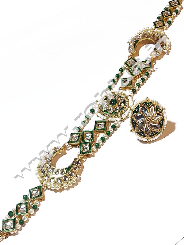 Mathapatti Sheeshful White Maang Tika and Kundan Work for Women