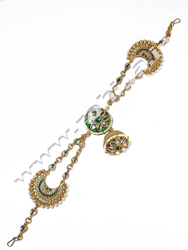 Mathapatti Sheeshful White Maang Tika and Kundan Work for Women