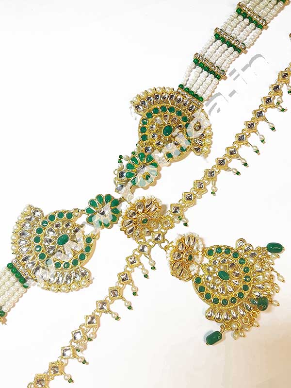 Ethnic Mathapatti Sheeshful White Pearl and Kundan Work for Women