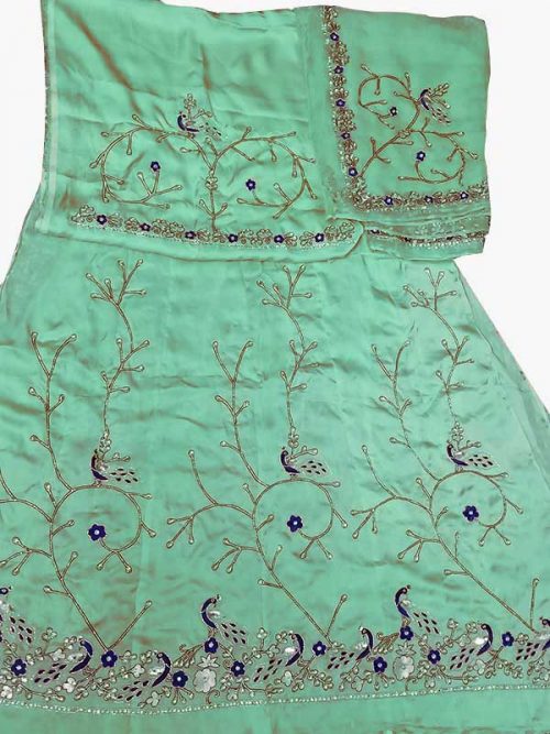 sea green poshak beember saatan jardoji and salma hand work