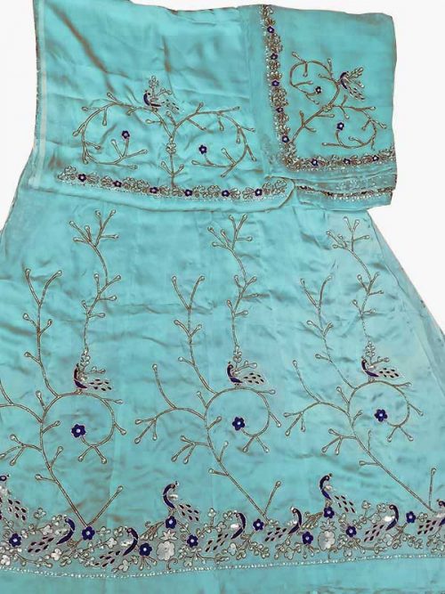 sea blue poshak beember saatan jardoji and salma hand work