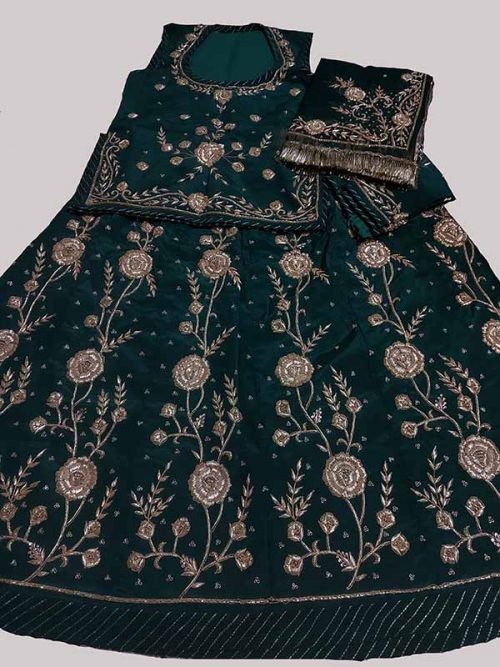 ITALIAN CREEP THAKURJI PYOR ODHNA ZARDOSI HAND WORK