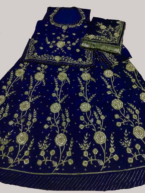 ITALIAN CREEP THAKURJI PYOR ODHNA ZARDOSI HAND WORK
