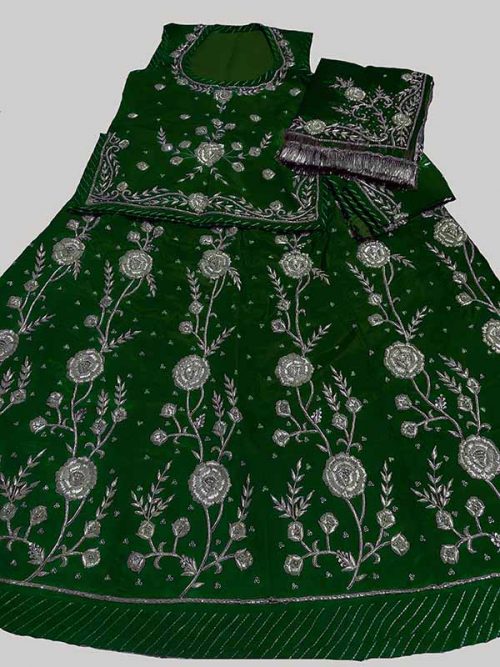 ITALIAN CREEP THAKURJI PYOR ODHNA ZARDOSI HAND WORK