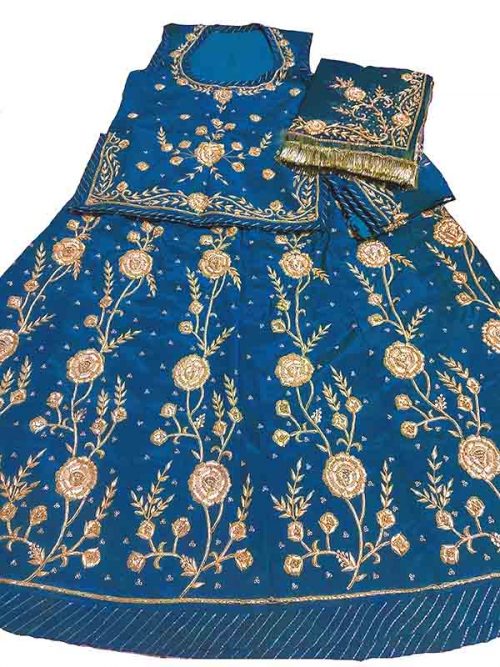 ITALIAN CREEP THAKURJI PYOR ODHNA ZARDOSI HAND WORK