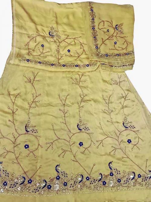 light yellow poshak beember saatan jardoji and salma hand work