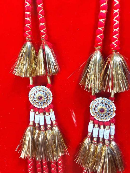 5 Line Red And Golden Rajwadi Loom