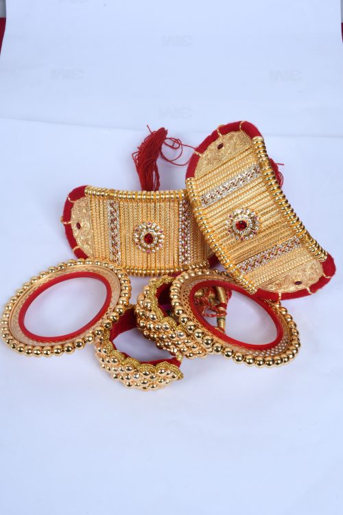 Origanl Gold Look Jadai Rajwadi Bajubandh  Ponchi With Golden Loom combo