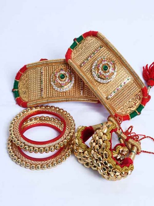 Origanl Gold Look Jadai Rajwadi Bajubandh  Ponchi With Golden Loom combo