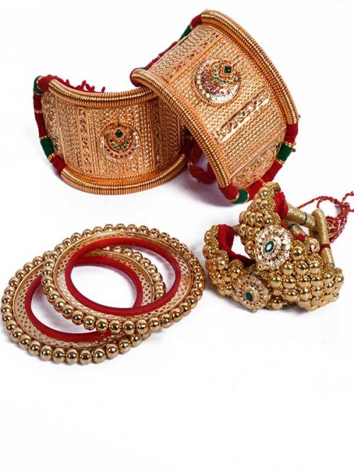 Rajwadi Gold look  Bajubandh combo With Loom