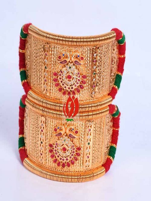 Origanl Gold Look Jadai Rajwadi  Bajubandh With Golden Loom - Image 2