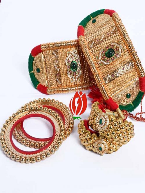 Rajwadi Gold look  Bajubandh combo With Loom