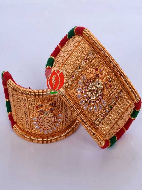 Origanl Gold Look Jadai Rajwadi  Bajubandh With Golden Loom - Image 2