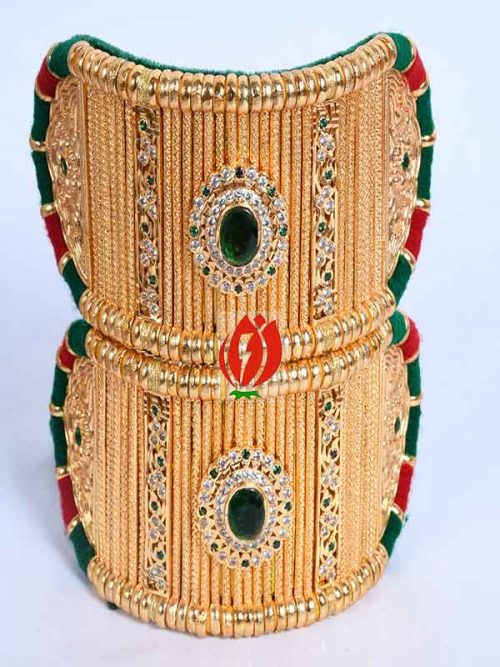 Origanl Gold Look Jadai Rajwadi  Bajubandh Combo With Golden Loom - Image 3