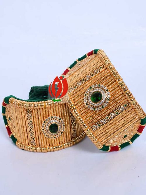 Origanl Gold Look Jadai Rajwadi  Bajubandh Combo With Golden Loom