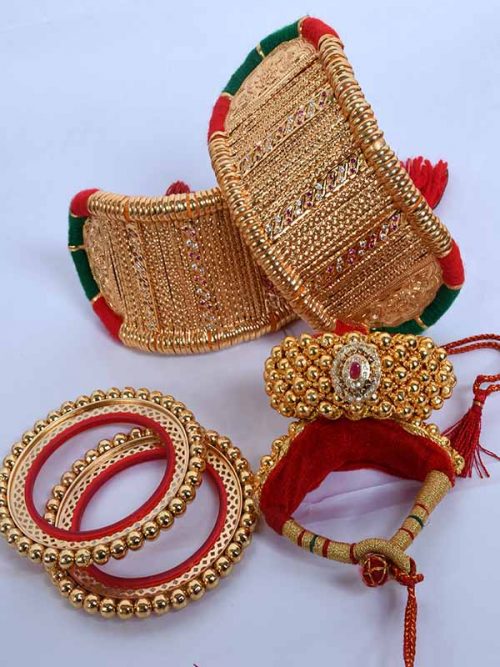 Rajwadi Gold look  Bajubandh combo With Loom