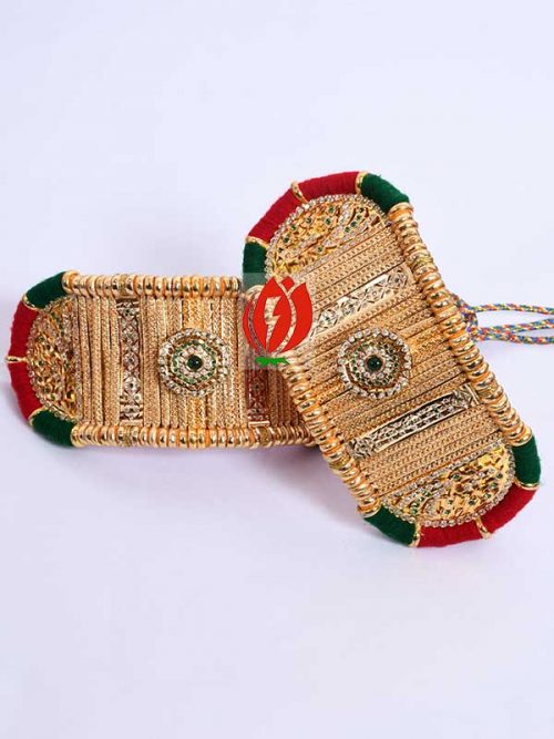 Origanl Gold Look Jadai Rajwadi  Bajubandh  With Golden Loom - Image 5