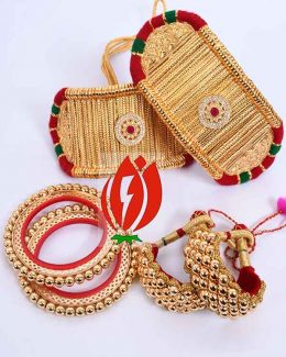 Origanl Gold Look Jadai Rajwadi  Bajubandh  combo With Golden Loom