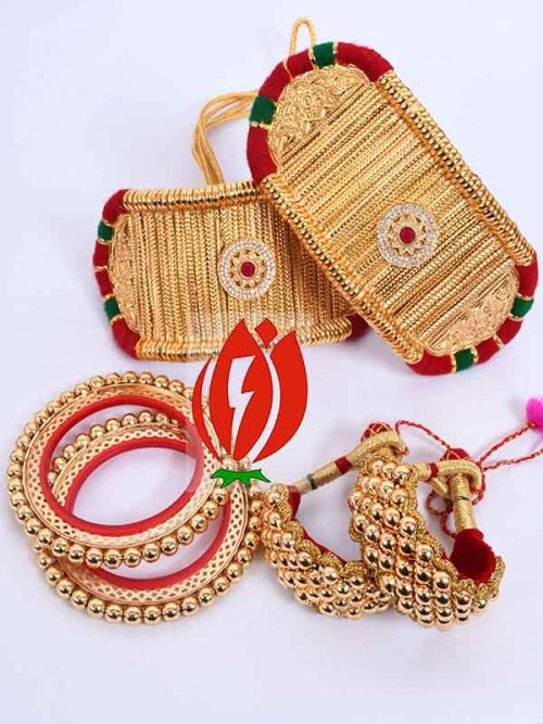 Origanl Gold Look Jadai Rajwadi  Bajubandh  combo With Golden Loom