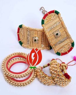 Origanl Gold Look Jadai Rajwadi  Bajubandh Combo With Golden Loom