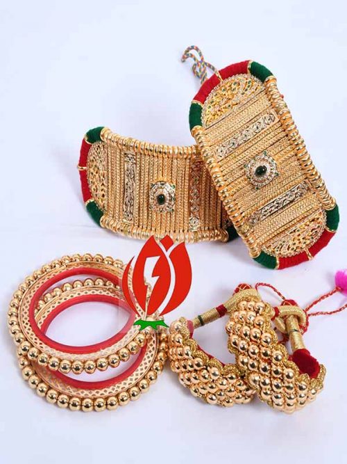 Origanl Gold Look Jadai Rajwadi  Bajubandh Combo With Golden Loom