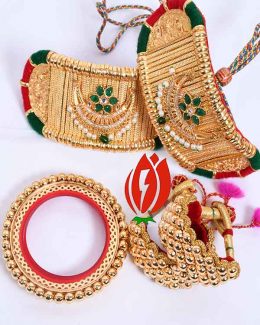 Origanl Gold Look Jadai Rajwadi  Bajubandh combo With Golden Loom