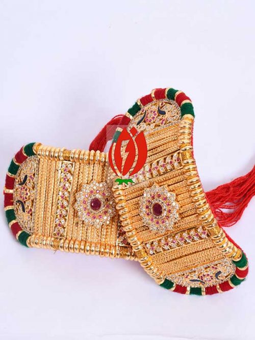 Origanl Gold Look Jadai Rajwadi Bajubandh  Ponchi With Golden Loom