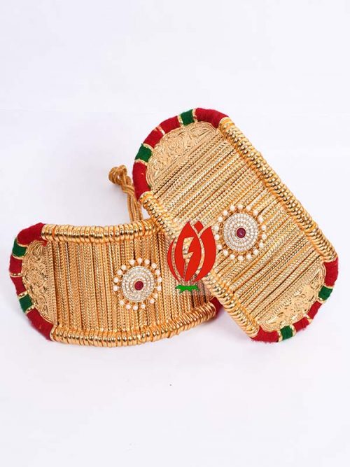 Origanl Gold Look Jadai Rajwadi  Bajubandh  combo With Golden Loom - Image 4
