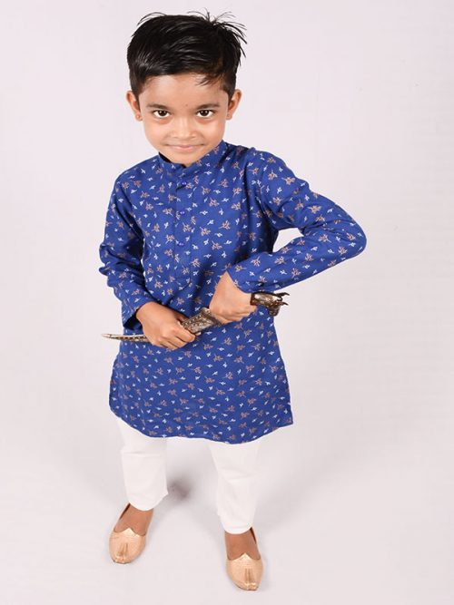 Best Colour Kid's Print Kurta with  Pajama - Image 2