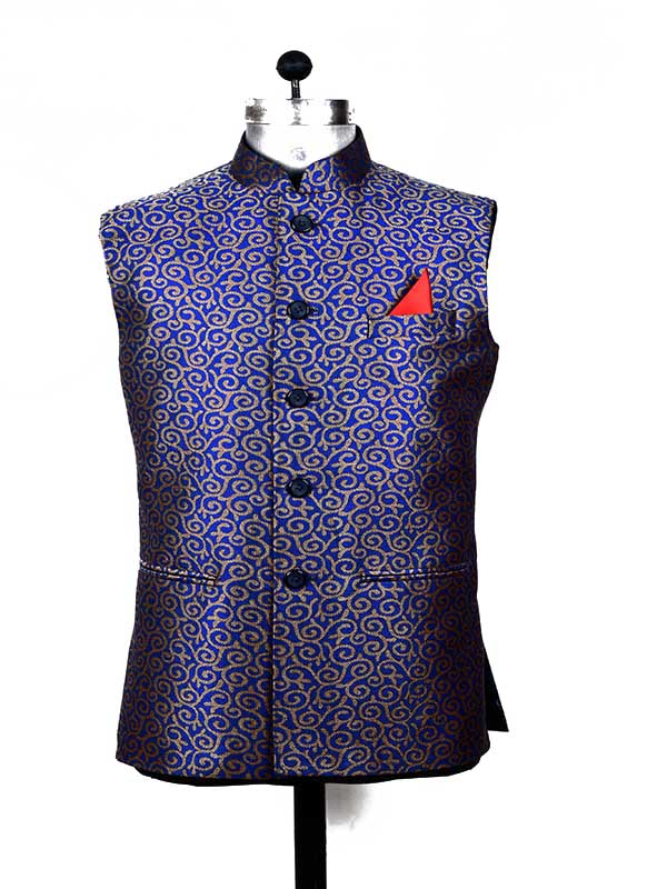 Blue Hunting Jodhpuri Print Jacket