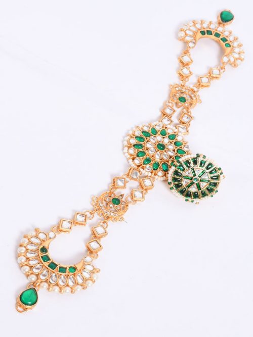 Green  Colour  Mathapatti  Kundan Work