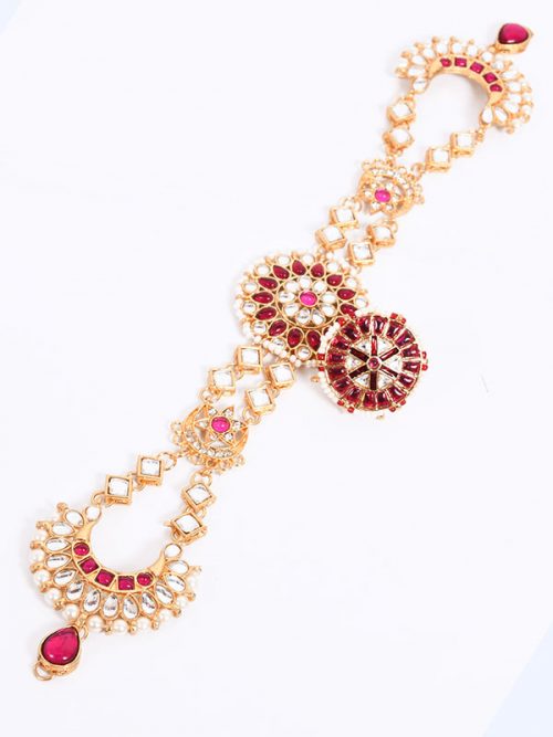 Mhroon Colour  Mathapatti  Kundan Work