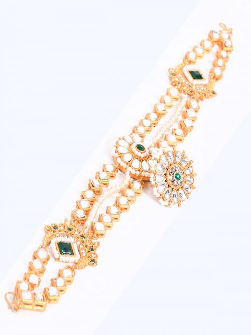 Green Colour  Mathapatti  Kundan Work And Meenakaari for Women