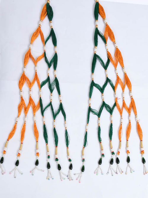 Resham Orange And Green  Rajwadi Loom