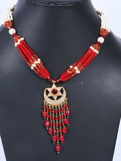 Rajwadi  Artificial jadau Cheekset Jewellery - Image 3