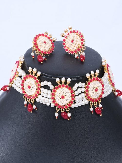 Rajwadi Jadau Cheekset Jewellery