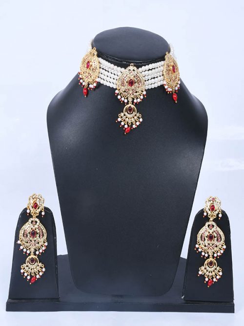 Rajwadi Jadau  Cheekset Jewellery