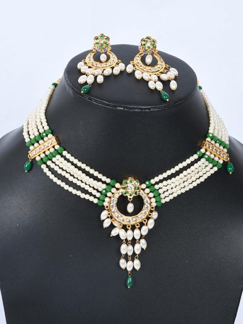 Rajwadi  Artificial jadau Cheekset Jewellery - Image 2